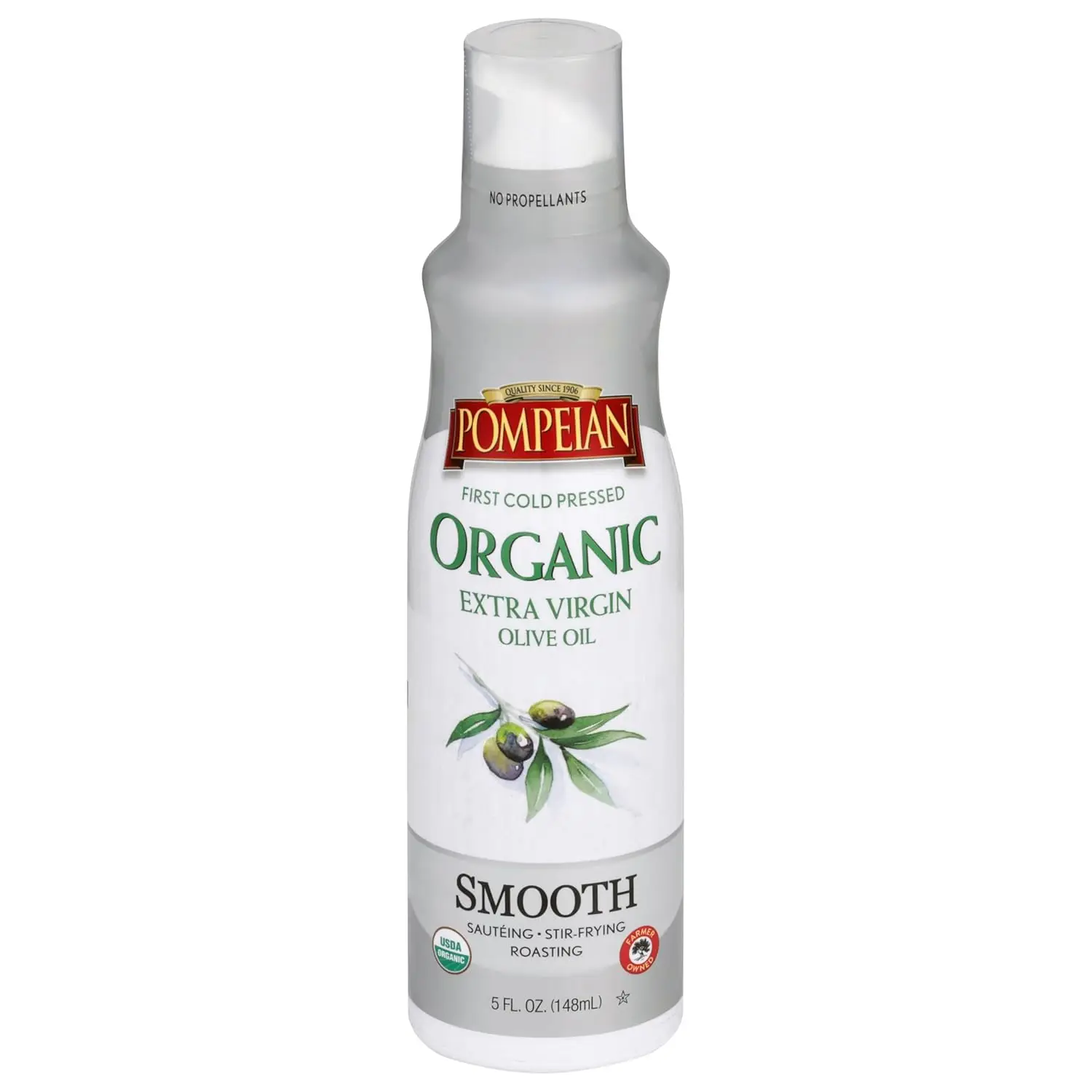 Aceite de Oliva Virgen Extra Orgánico en Aerosol para Cocinar, Prensado en Frío, Antiadherente para Saltear y Freír, 5 fl oz