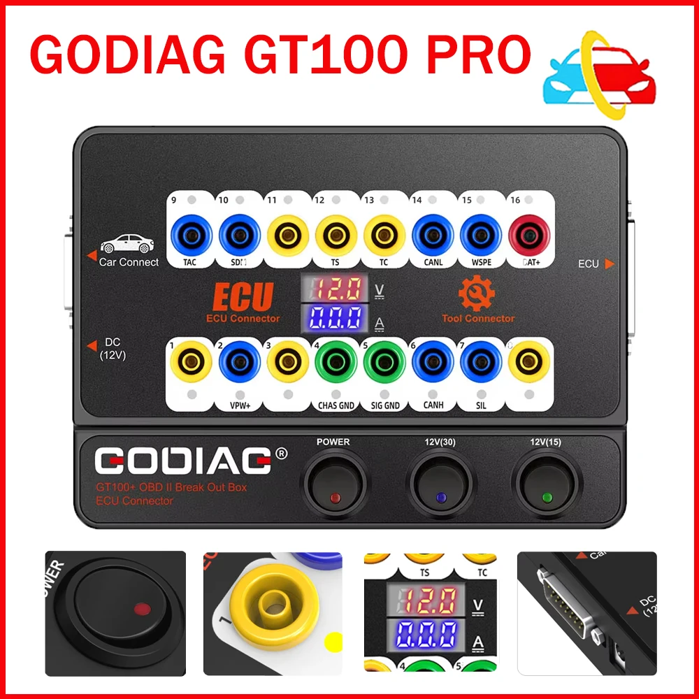 GODIAG GT100+ GT100 Pro OBD2 ECU Connector with Electronic Current Display for Xhorse VVDI2/Autel IM608 IM508 /K518ISE /CGDI