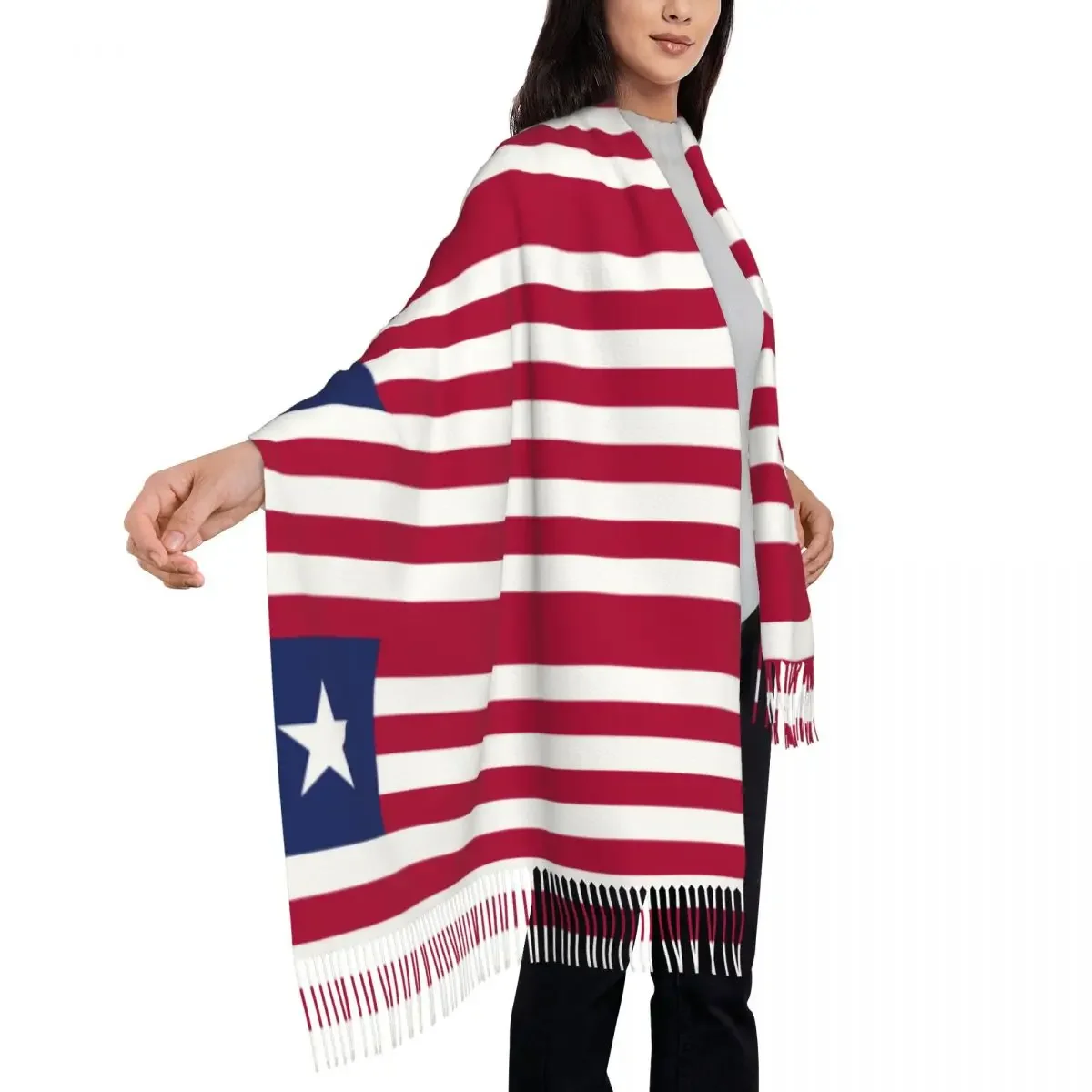 Liberia Flag Womens Warm Winter Infinity Scarves Set Blanket Scarf Pure Color