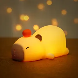 Capybara-Veilleuse LED tactile en silicone, aste, luminaire décoratif, idéal pour la chambre d'un enfant, joli cadeau