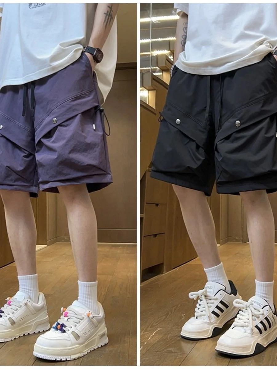 

American Style Heavy Duty Outdoor Shorts Men's Summer Trendy Loose Wide Leg Sports Five-Quarter Pants with Pockets