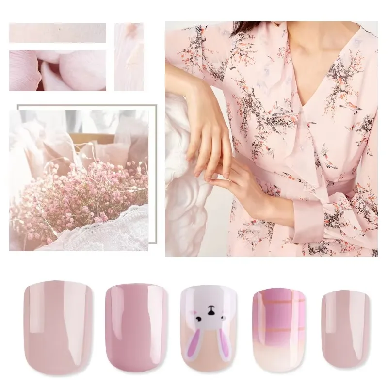 

ABS Artificial False Fingernails Full Cover French Style Non-Toxic Wholesale Nail Tips Glue Double Adhesive Sticker Short Length
