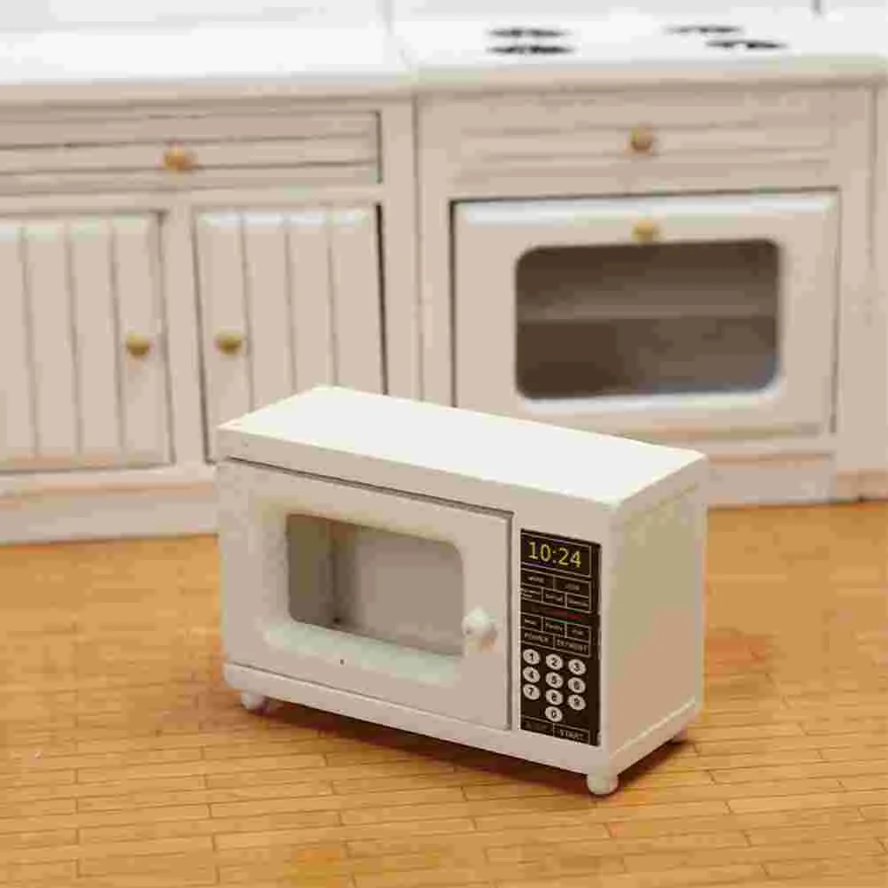 Microwave Oven Model Miniature Pretty Decoration Furniture Vintage Retro Adornment Wooden Home House Accessory