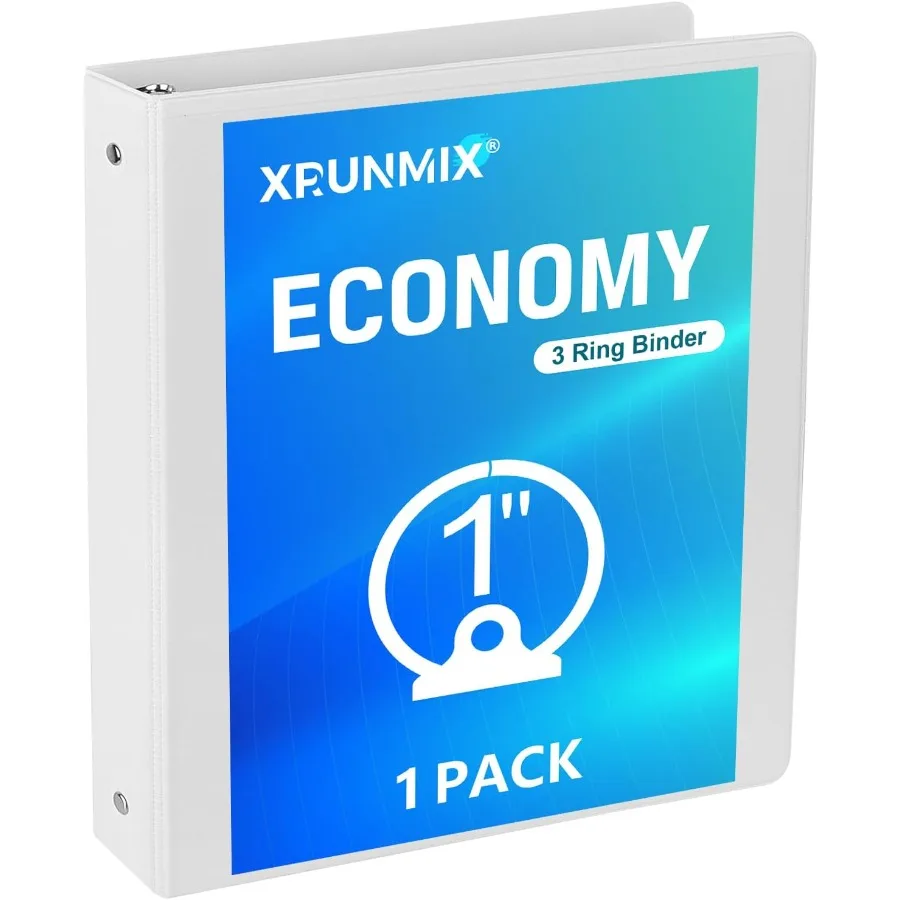 

1ih 3Ring Binders 1'' Round Rings Binder US Letter Size 8.5 x 11'' 200 Sheet Capacity ClearVue Presentation View NonStick White