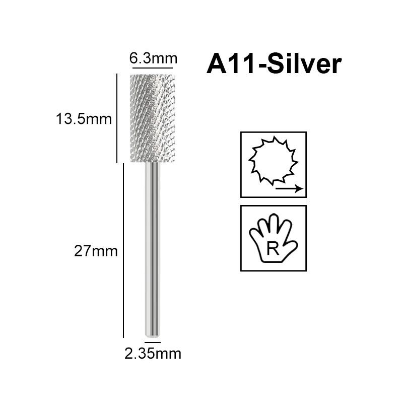 Wolfram Nagel haut Nagel bohrer Hartmetall rechte Hand Schleif kopf Fräser Schleifer Maniküre Kunst DIY Zubehör Werkzeuge 3/32"