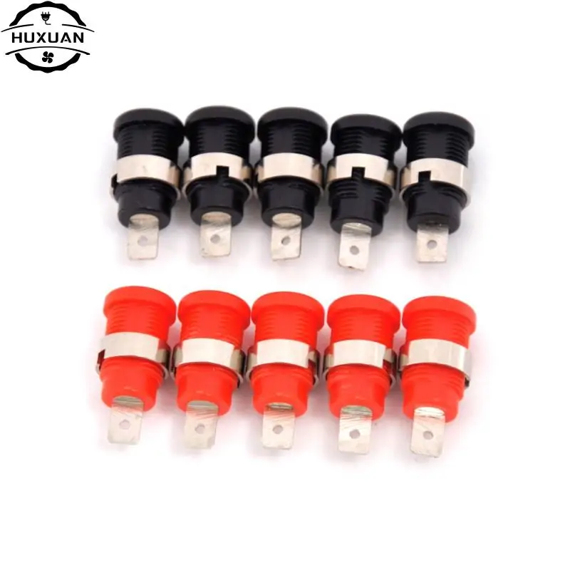 10Pcs Brass 4mm Banana Female Jack Chassis Panel Mount Socket Connector for Non-Shrouded Banana Plugs Red Black DIY Connectors