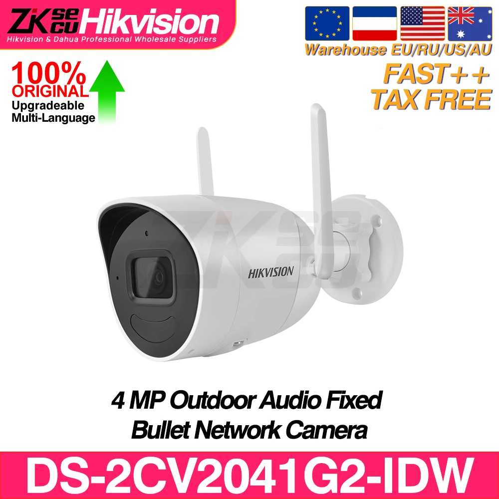 

Hikvision DS-2CV2041G2-IDW Original 4MP Outdoor WIFI Audio Fixed Bullet Network Camera EXIR 2.0 SD Slot IR 30M 2-Way Audio IP66