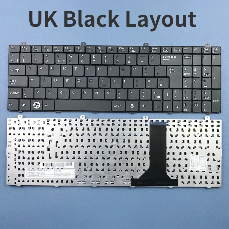 UK Laptop Keyboard For Advent 6551 6552 6441 Black UK Layout