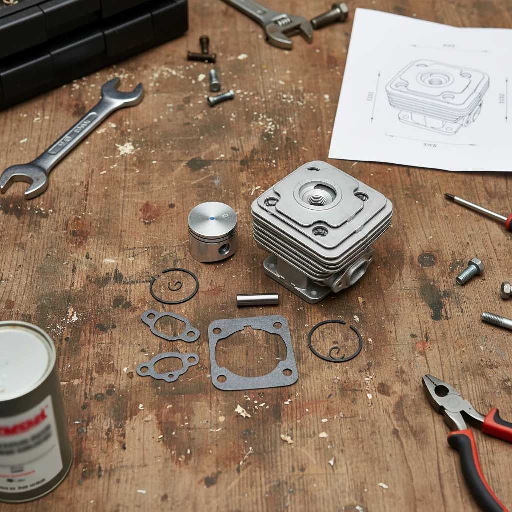 40mm Cylinder Piston Kit For Oleo-Mac 741, BC420T, BCF420 & More Replacement Parts For Garden Power Tools