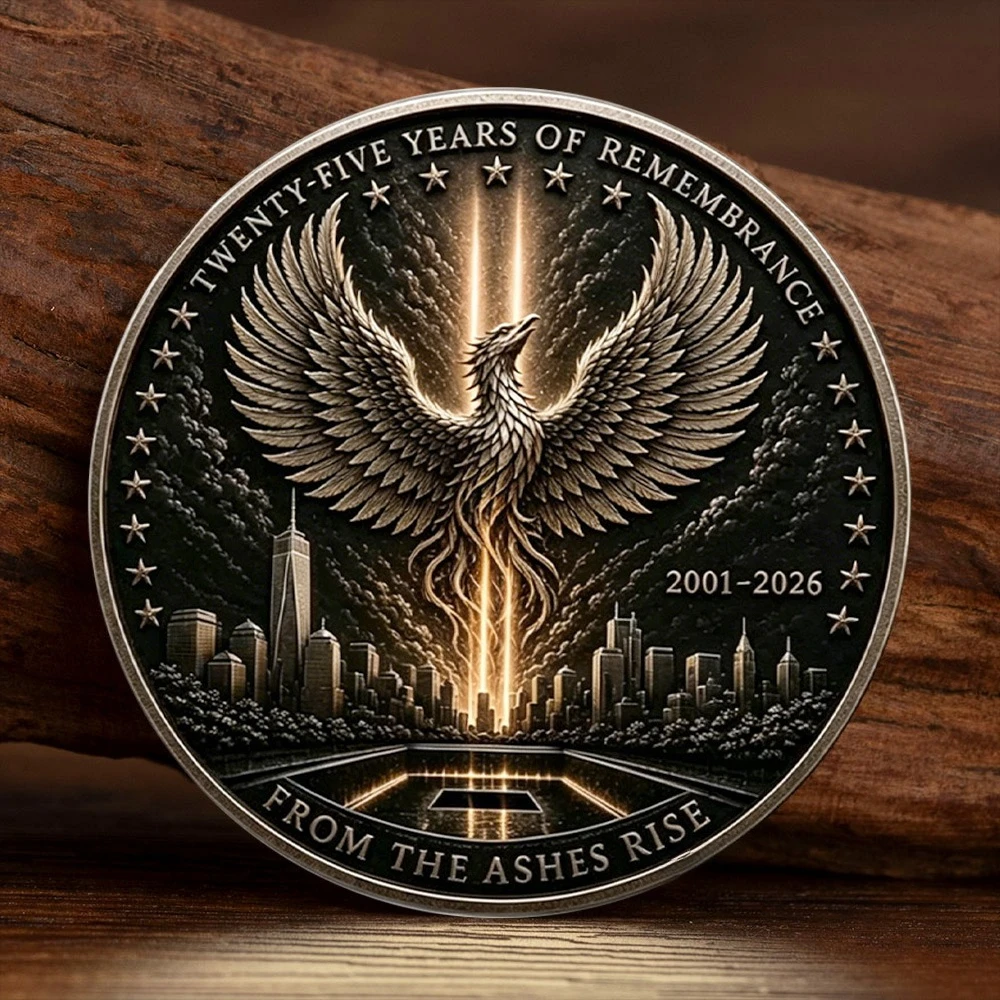 2D 25th Anniversary of 911 Gold Plated Collection Coin Never Forget Terrorist Attack Souvenir Coin