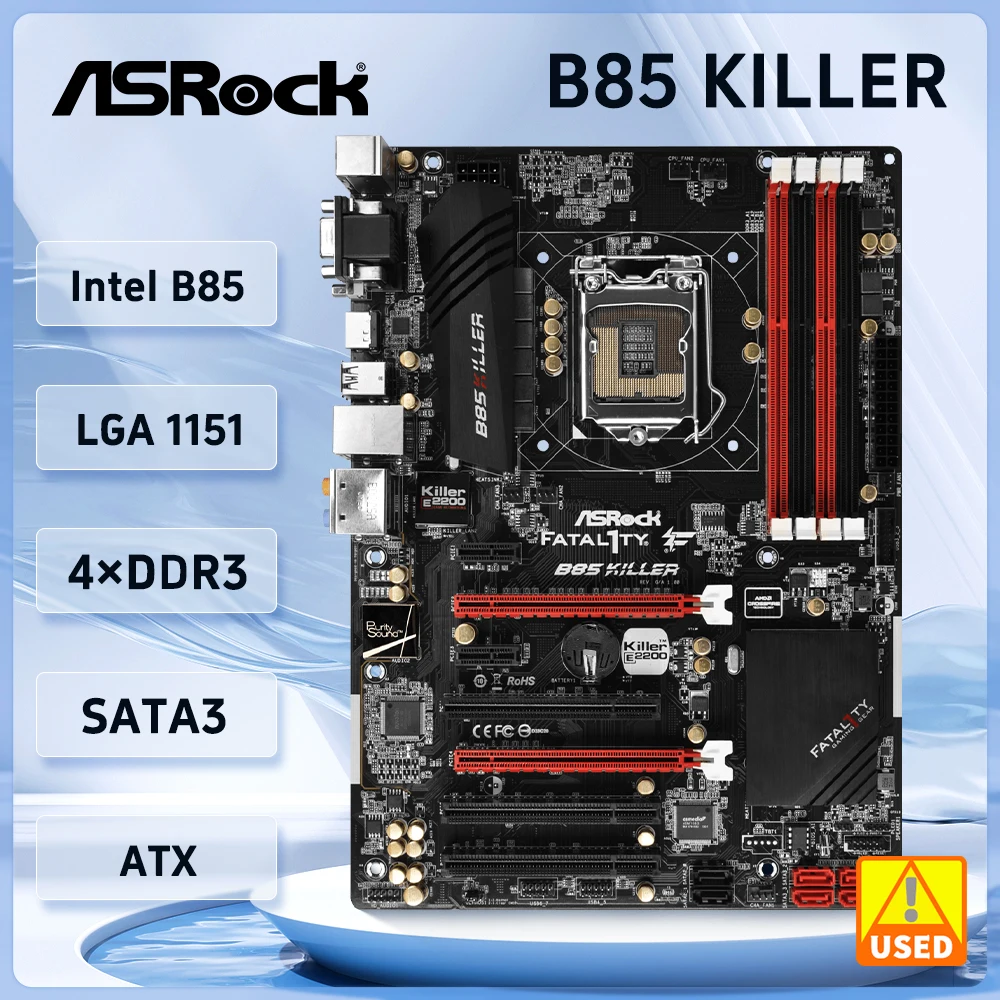 ASRock B85 Killer Motherboard Intel B85 LGA 1150 DDR3 32GB PCI-E 3.0 SATA III USB3.0 ATX support  i3 4370 i7-4770 G1850 cpu