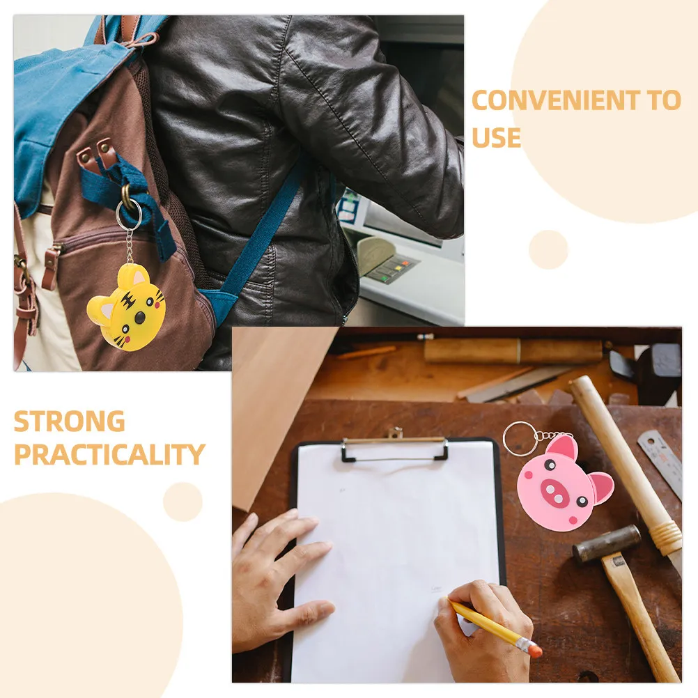 2Pcs Mini Retractable Tape Measure Keychain Cartoon Animals Pocket Portable Measuring Tool for Home Office Use