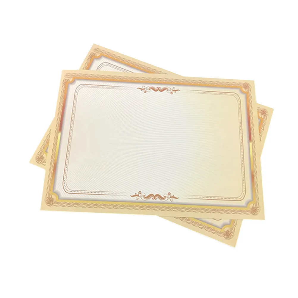 20Pcs Certificate Paper A4 Vertical Horizontal Gradient Gold Border Foil Embossed Seal Graduation Award Volunteer Teacher