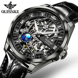 OUPINKE Luxury Men Watch Tourbillon Mechanical Wristwatch Leather Fashion Waterproof Automatic Watches Relogio Masculion