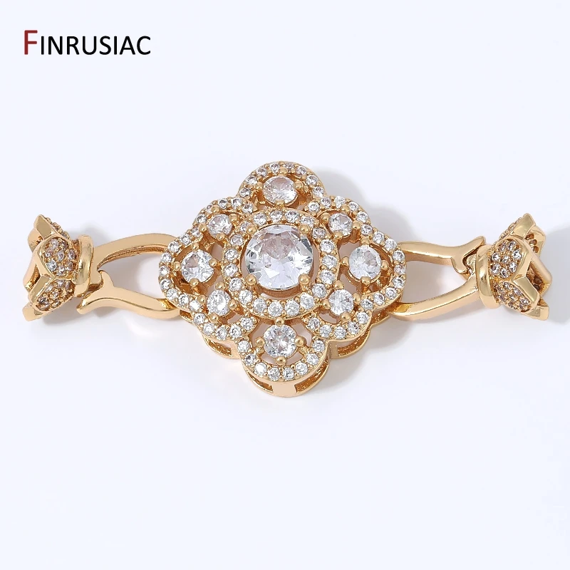 18K vergoldete Messing-Blumenperlenverschlüsse, Zirkon-Verschlüsse für DIY-Schmuckherstellung, Halsketten- und Armbandzubehör