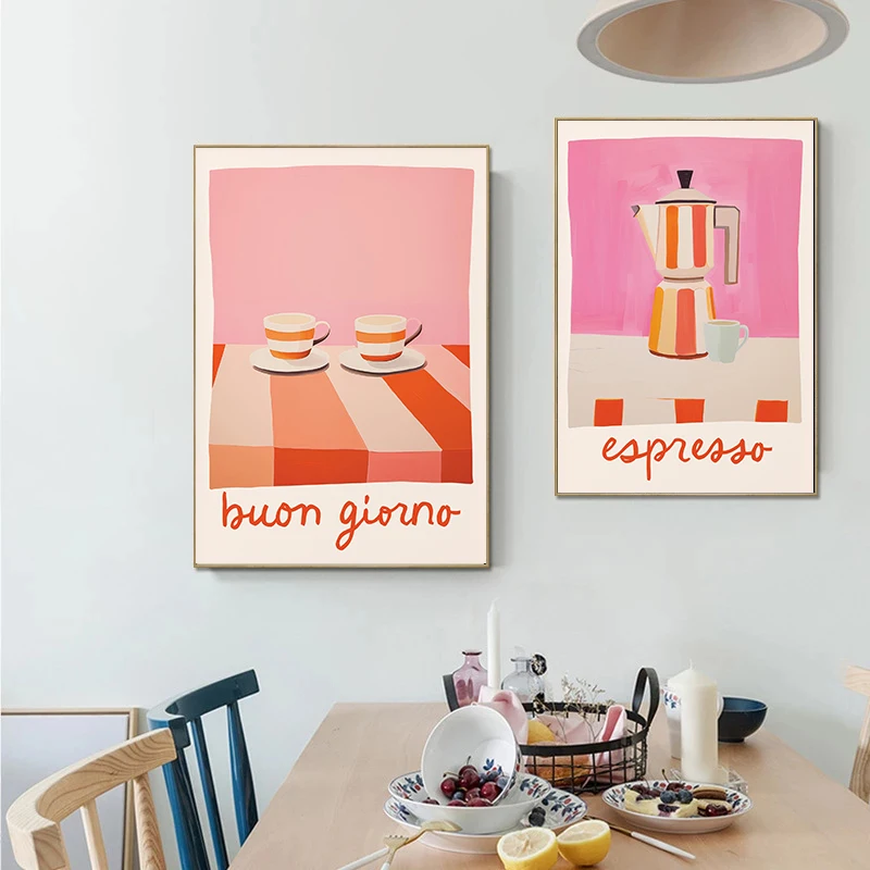 Italian Espresso Coffee Moka Pot Canvas Painting Posters and Prints Wall Art Pictures for Cafe Living Room Kitchen Home Decor
