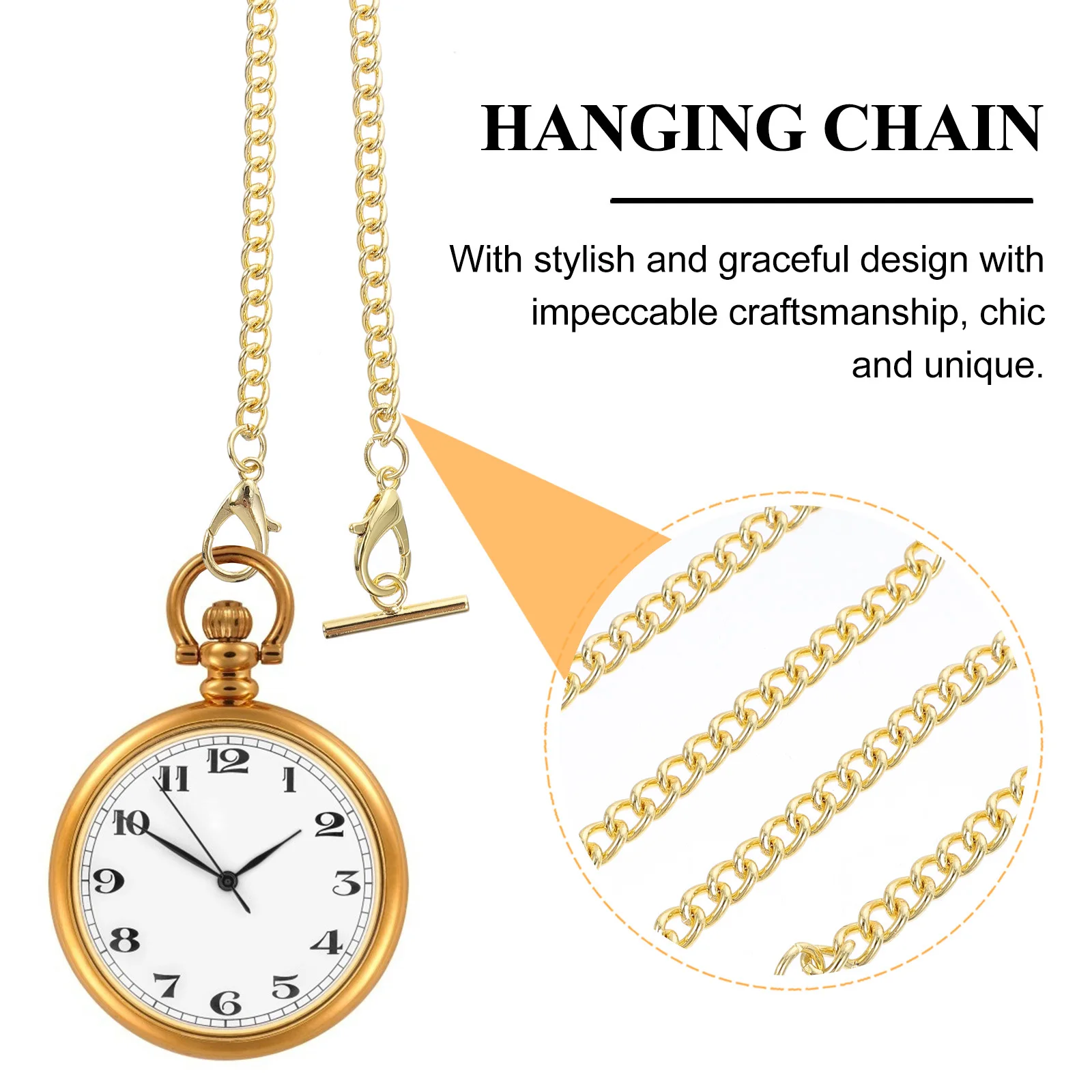

1pc Stylish Pocket Watch Durable Metal Hanging Chain For Clothing Purse Handbag Jeans Buckle Chain Lightweight Accessory