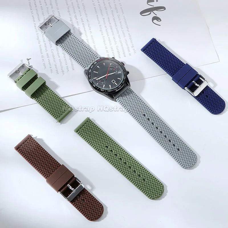 Силиконовый ремешок 18 мм, 20 мм, 22 мм, 24 мм для умных часов, ремешок для часов, мягкий резиновый водонепроницаемый ремешок, быстросъемный браслет для мужчин и женщин