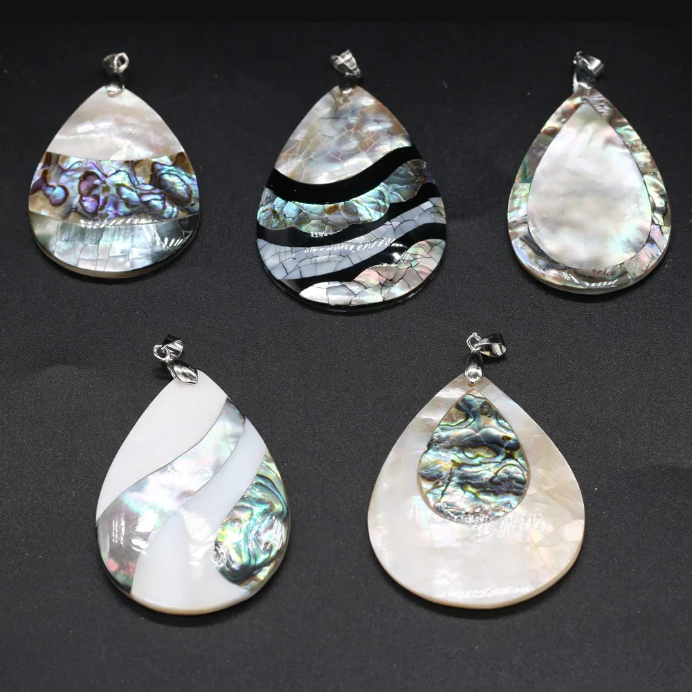 

Natural Freshwater Shell and Water Droplet Shaped Patchwork Pendant for Jewelry Making DIY Necklaces Earrings Accessories Gifts