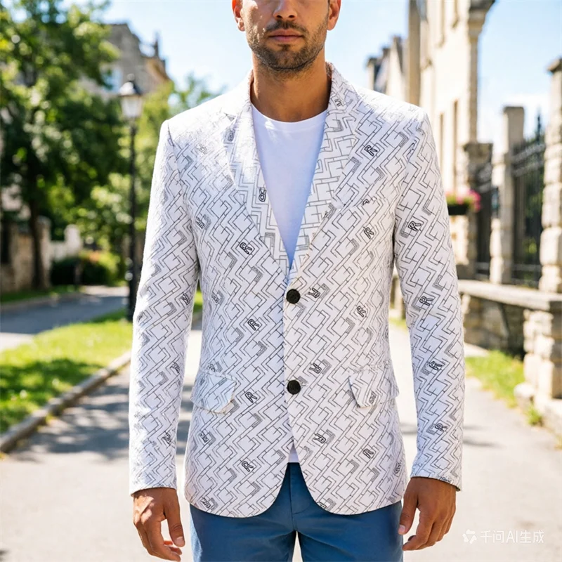 

Men's White Long Sleeved Suit Jacket, European Size Fitted Evening Gown, Black and Khaki Sports Jacket. XXS-3XL