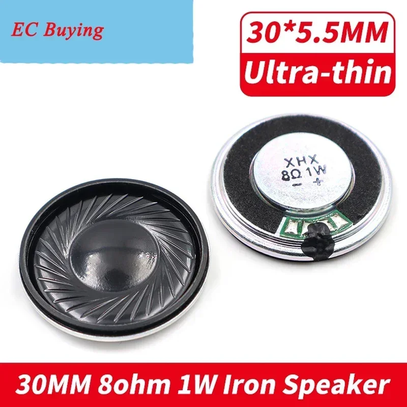 2Pcs 30MM 8Ohm 1W Iron Case Internal Magnet Speaker Ultra-thin 30*5.5MM Diameter 30 MM 8 Ohm 1 Watt Loud Speaker Loudspeaker