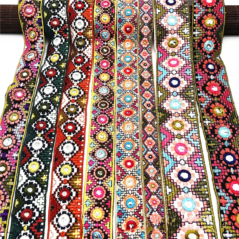 2.5 - 5.6 Cm Wide Color Retro Ethnic Style Lens Embroidery Lace Barcode Clothing Accessories Luggage Jacquard Webbing