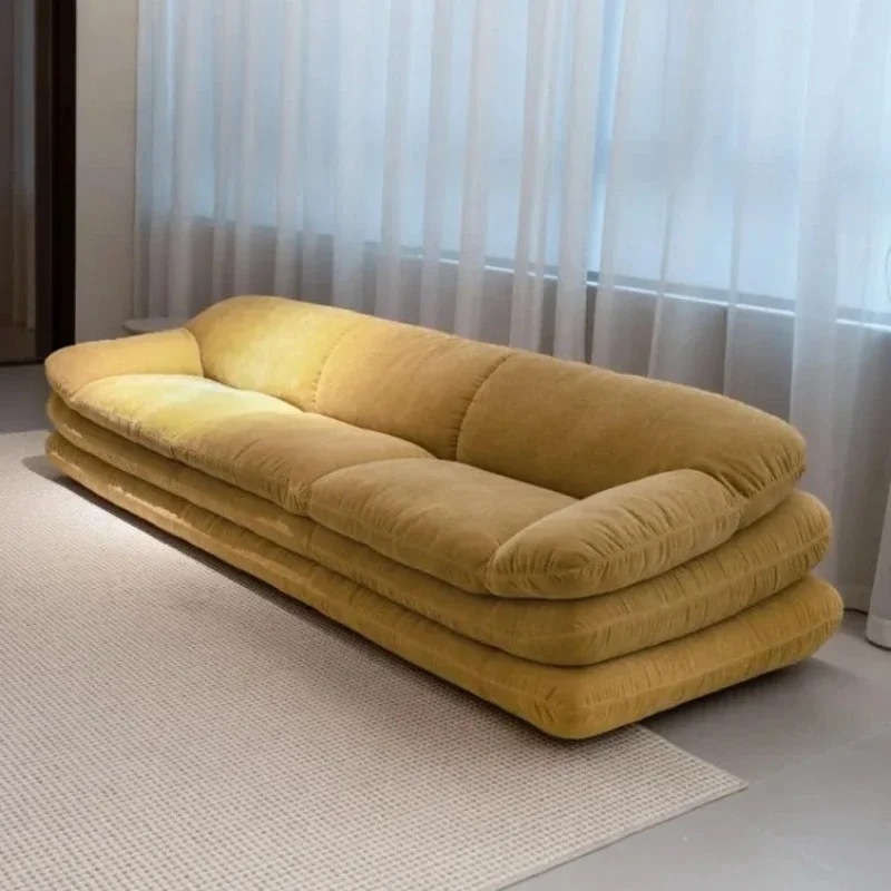 

Home Furniture Designer Yellow Compressed Sofa Living Room Couch Lounge Recliner Sofa bec Luxury Fabric Divano Soggiorno sponge