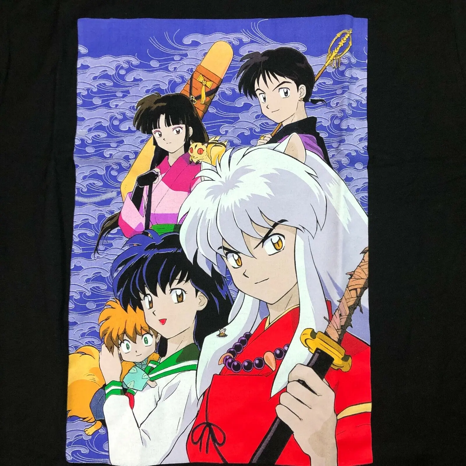 Inuyasha ใหม่ kemeja Hitam ผู้ชาย SZ M ครึ่งปีศาจ90s อะนิเมะมังงะญี่ปุ่น Kagome