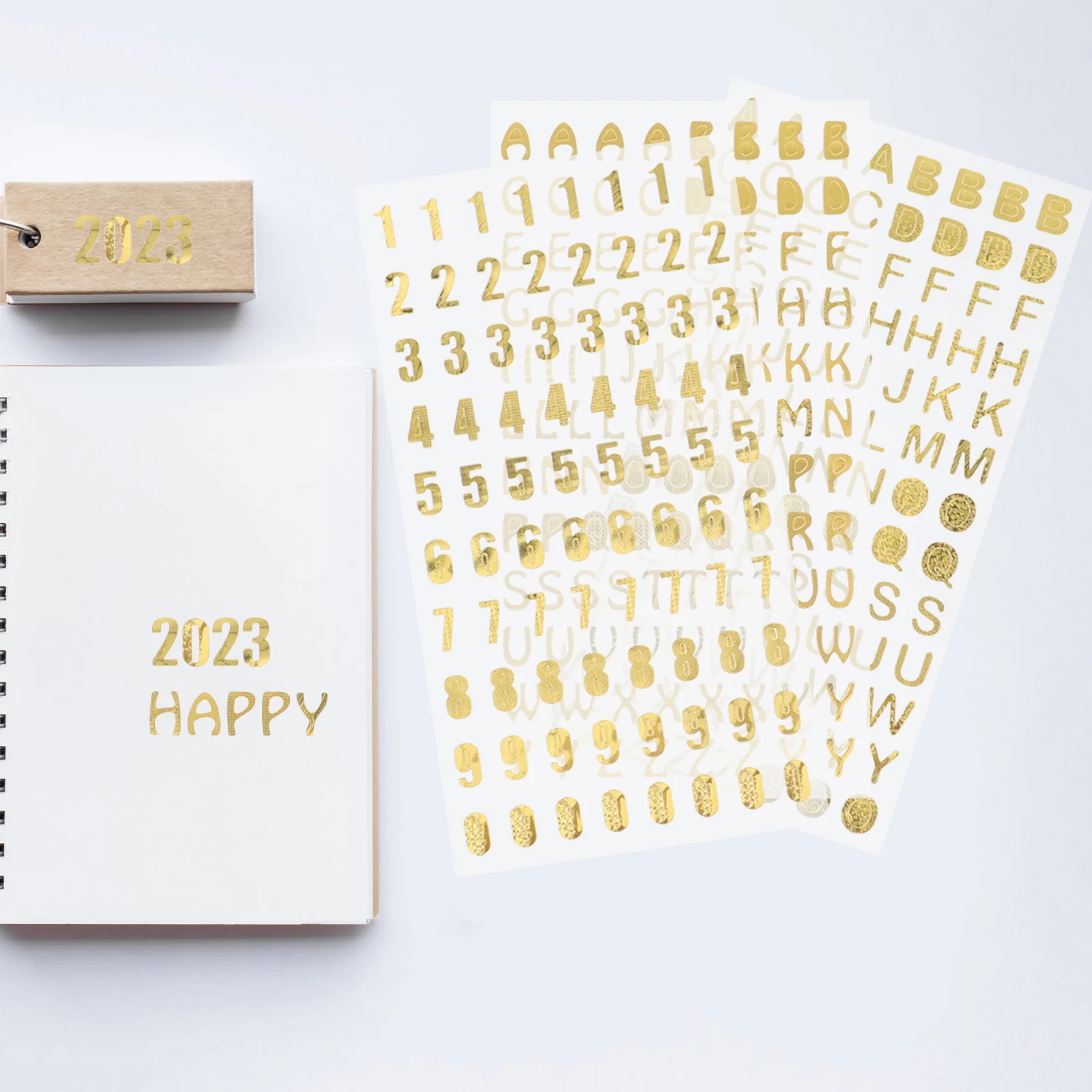 

6 Sheets Gold Stamping Alphabet Stickers DIY Scrapbook Planner Stickers Handicrafts Planner Accessories Handiwork Decals