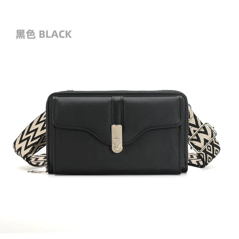 

Fashion Designer Ladies Shoulder Crossbody Bag with Wide Strap Large Capacity Small Square Mobile Phone Bag