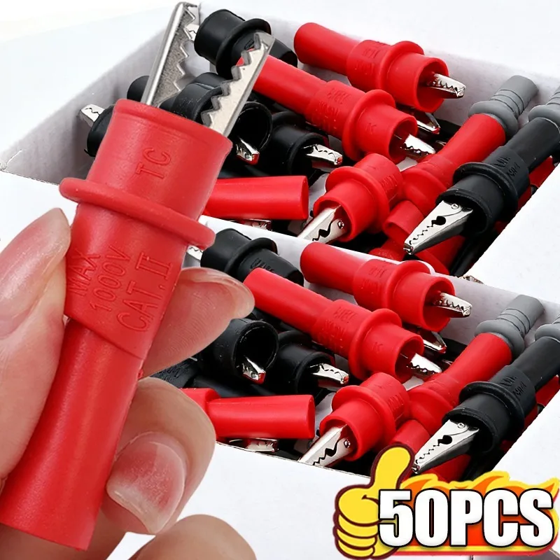 

1/50x Crocodile Clamp Alligator Test Clips Electrical Test Lead Connector Probe Crocodile Electrical Clamp for Multimeter Tester