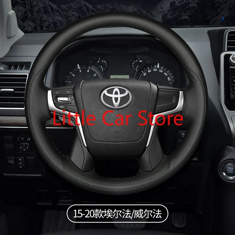 For Toyota Alphard Vellfire 15-21 DIY Sew Hand Top Red Black Leather Steering Wheel Cover Car Interior Accessories