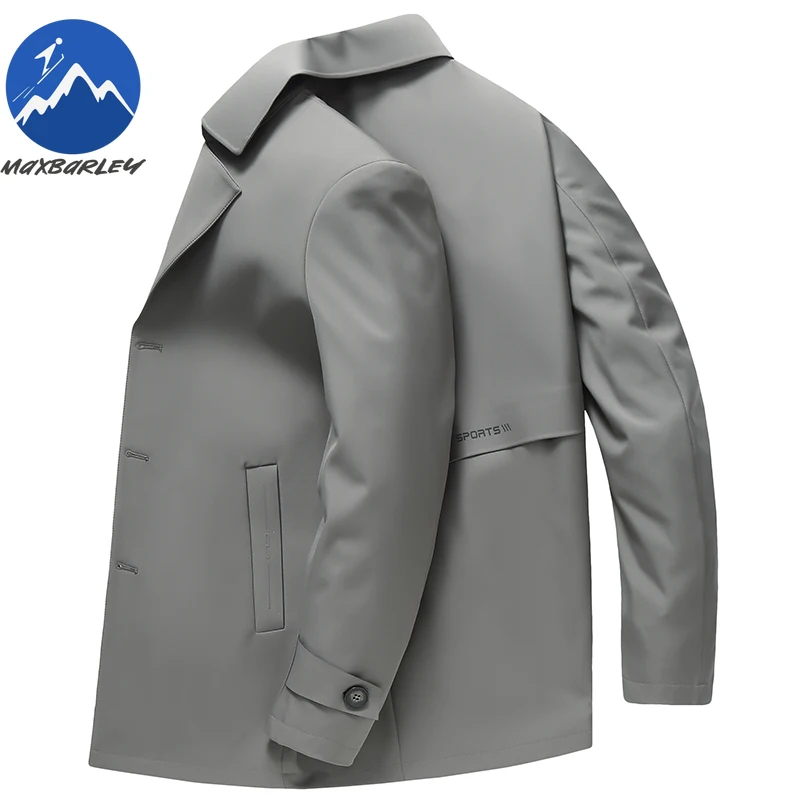 Maxbarley Brand Long Trench Coat Men Autumn 2025 New Light Luxury Party Collar Jacket Casual Single Breasted Windbreaker Coats