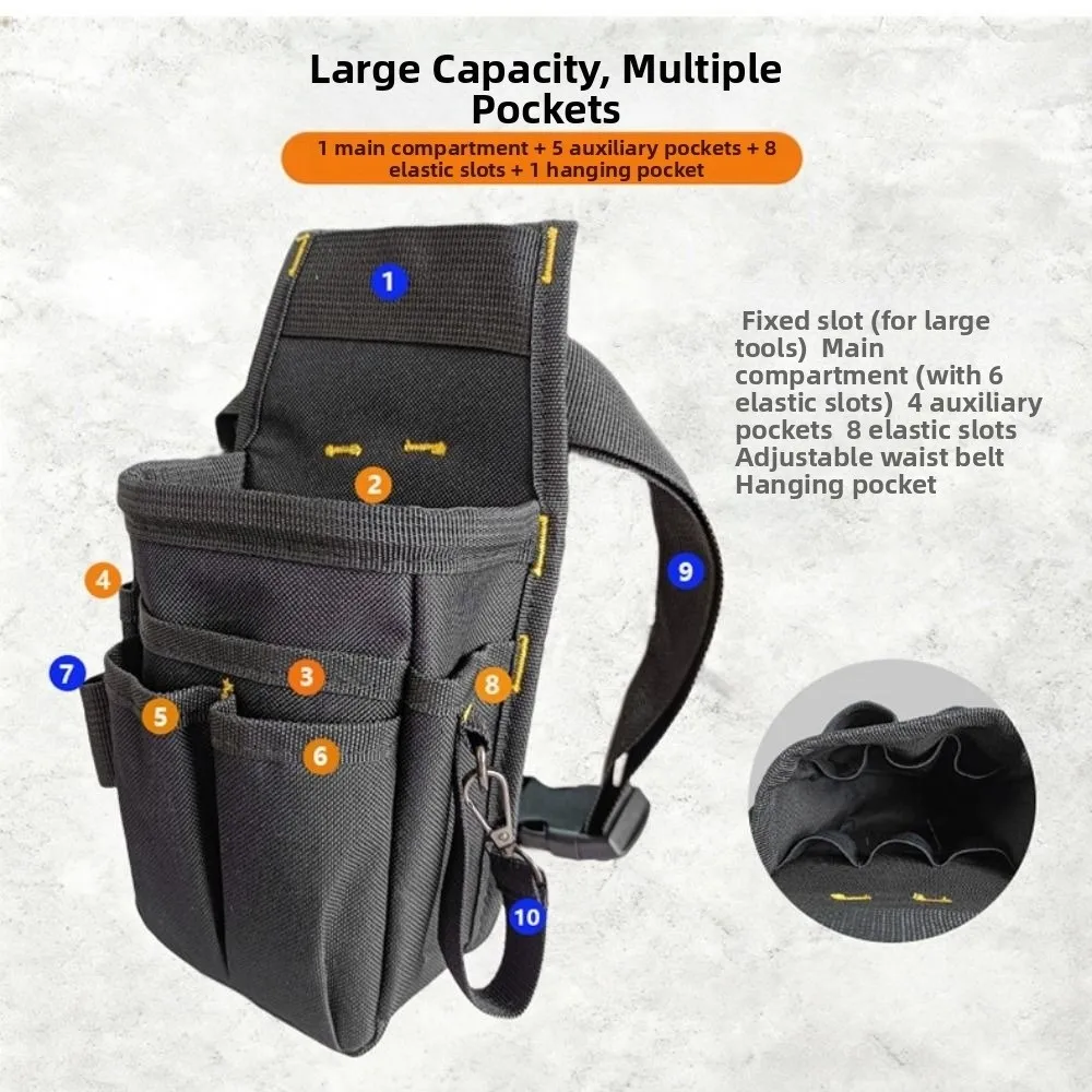 

Multi-layer Electrician Tool Bag Thickened Adjustable Waist Belt Pouch Large Capacity Waterproof Hardware Tool Pouch Electrician