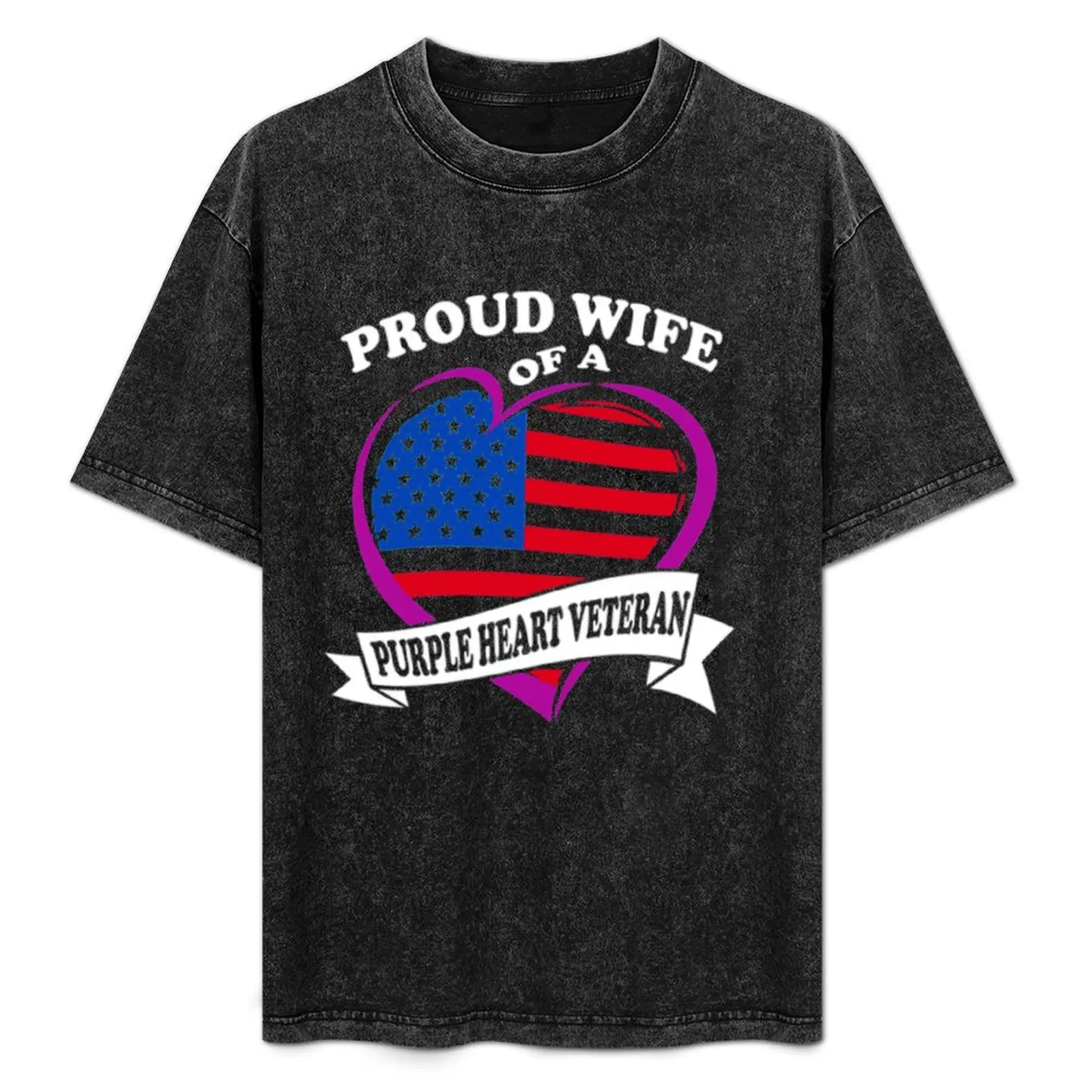 

Proud Wife Of A Purple Heart Veteran T-Shirt Summer Casual Loose T-Shirt