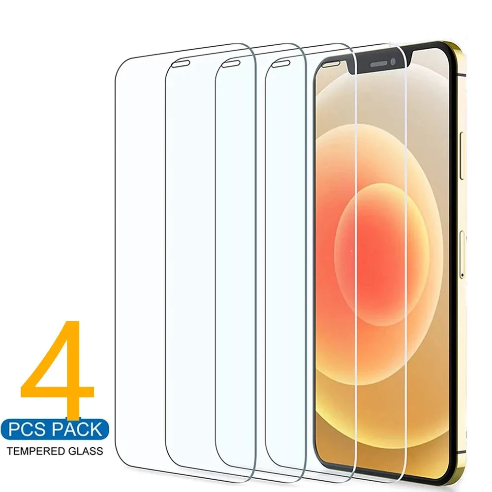 4PCS Full Cover Tempered Glass For iPhone 11 12 13 14 15 Pro Max Screen Protector For iPhone 11 12 13 14 15 Plus Glass Film