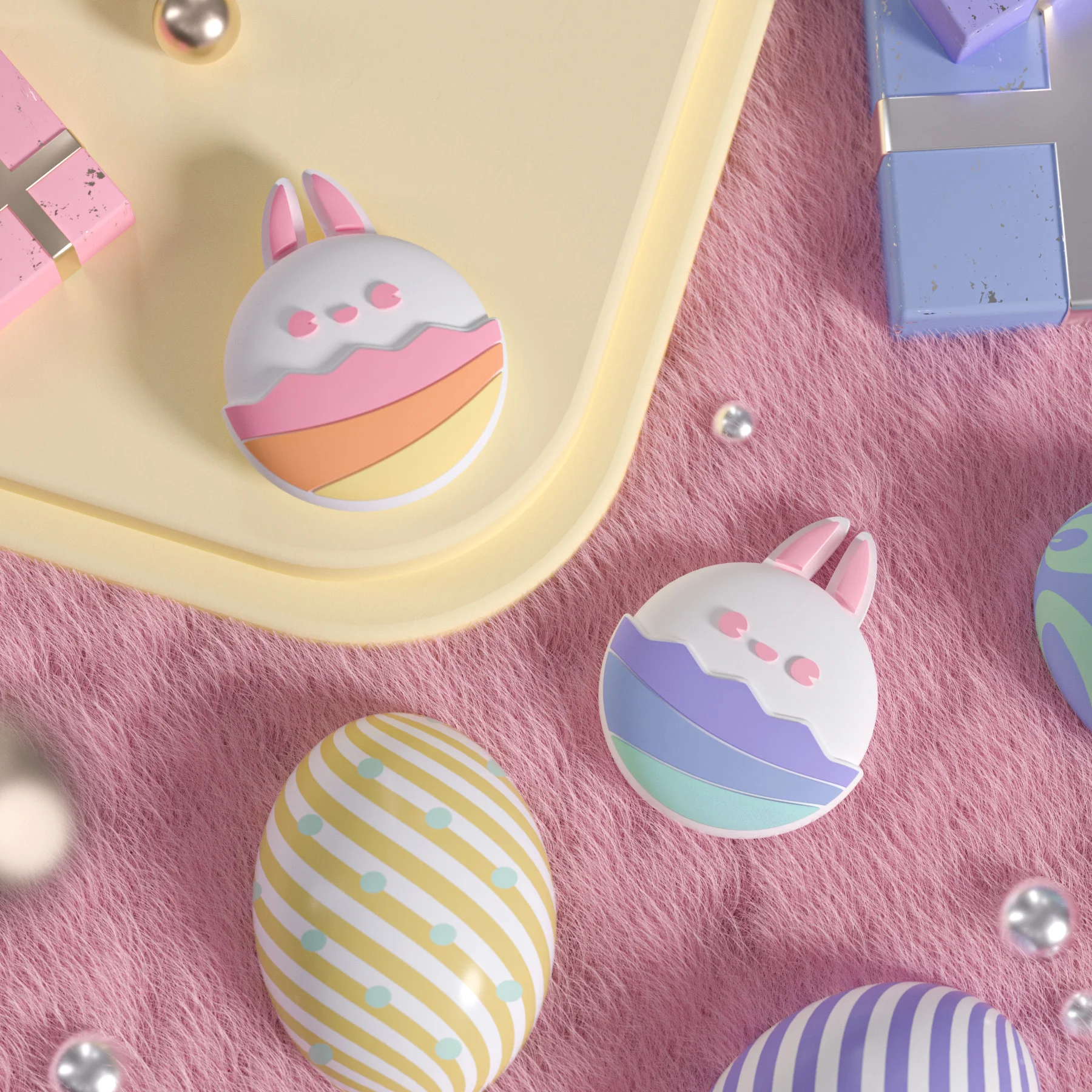 PlayVital-bonitas tapas de Joystick para Switch y Switch Lite, agarres de pulgar para Switch OLED Joycon - Easter Bunny