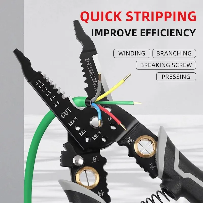 22 in 1 Wire Stripping Pliers Multifunction Electrician Cable Cutting Terminal Crimping Splitting Winding Line Hand Tools