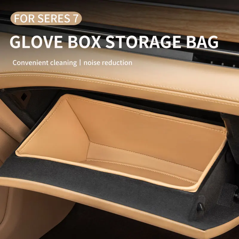 Car Glove box storage bag For SERES 7 AITO M7 PU Leather Co pilot's seat storage pocket Center console storage inter accessories