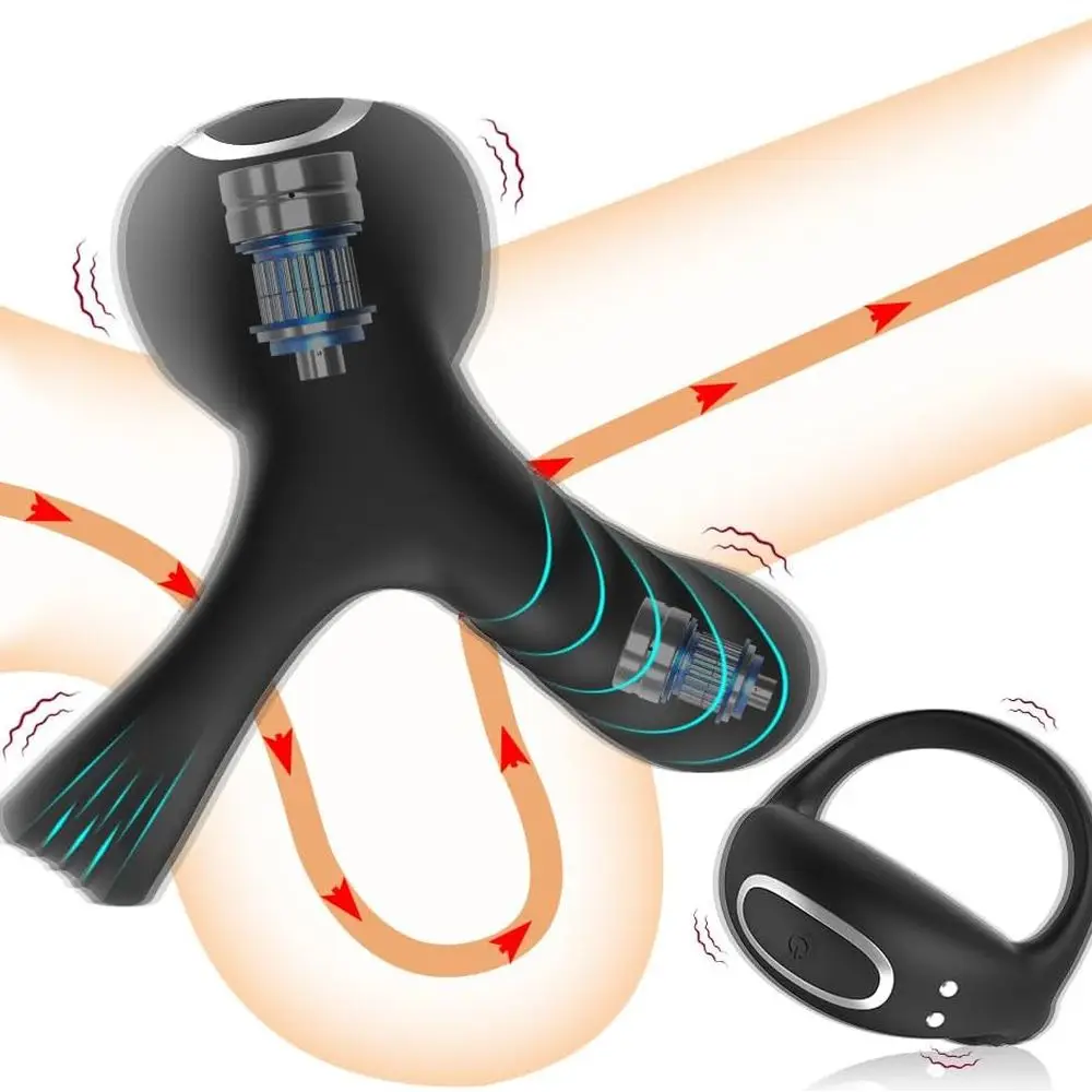 تهتز خاتم الديك متعة القضيب الدائري هزاز مع 9 طرق الاهتزاز سيليكون القضيب المكبر هزاز الجنس لعب الكبار والألعاب