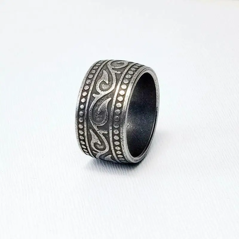 Jiayiqi Punk Vintag Stainless Steel Ring For Men Round Viking Letters Men Ring Personality Jewelry New Year Gift Wholesale