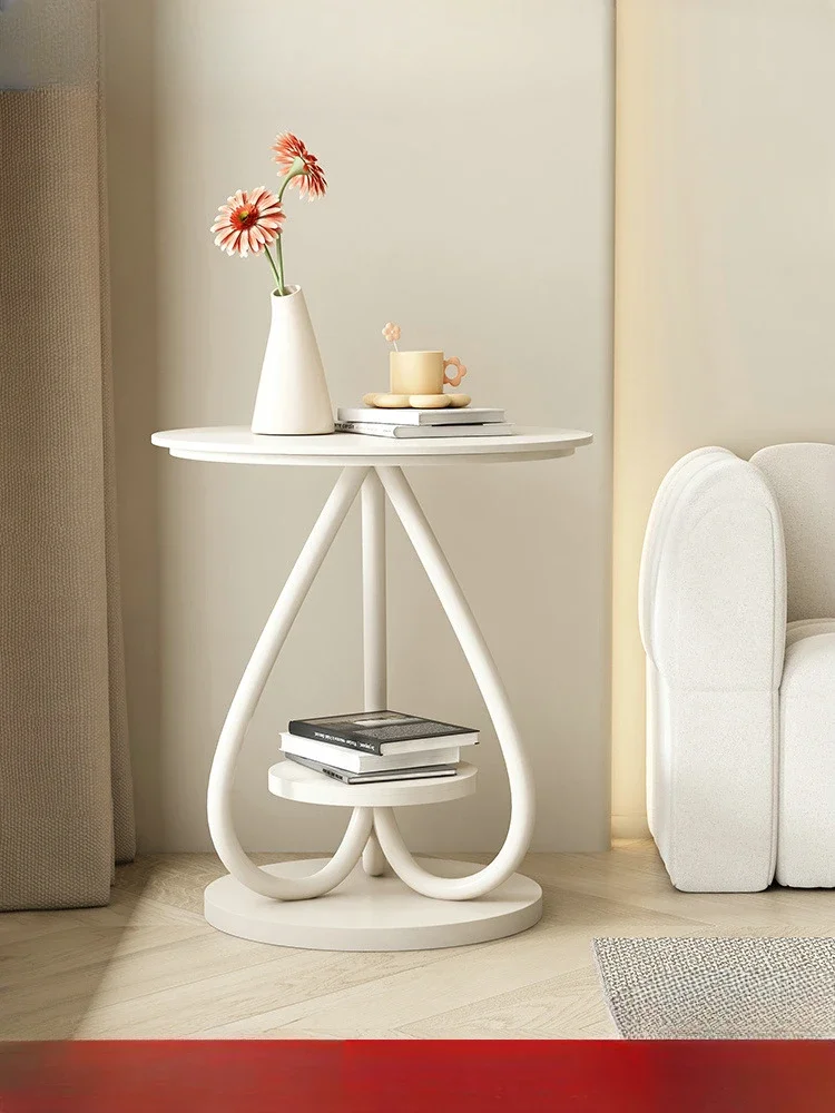 

Modern minimalist sofa, side table, cream style, small round table, living room, small unit, corner table, bedside table