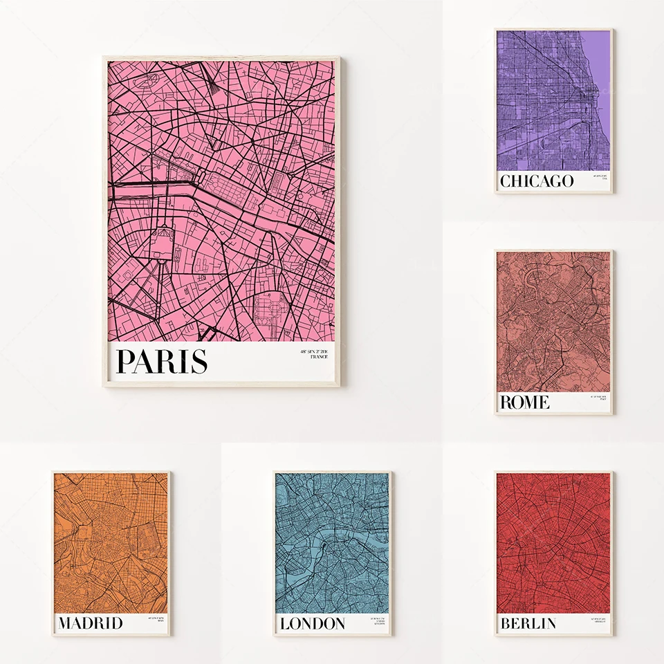 City map art printing, printable city map, Paris art printing, Paris city map drawings, French map art