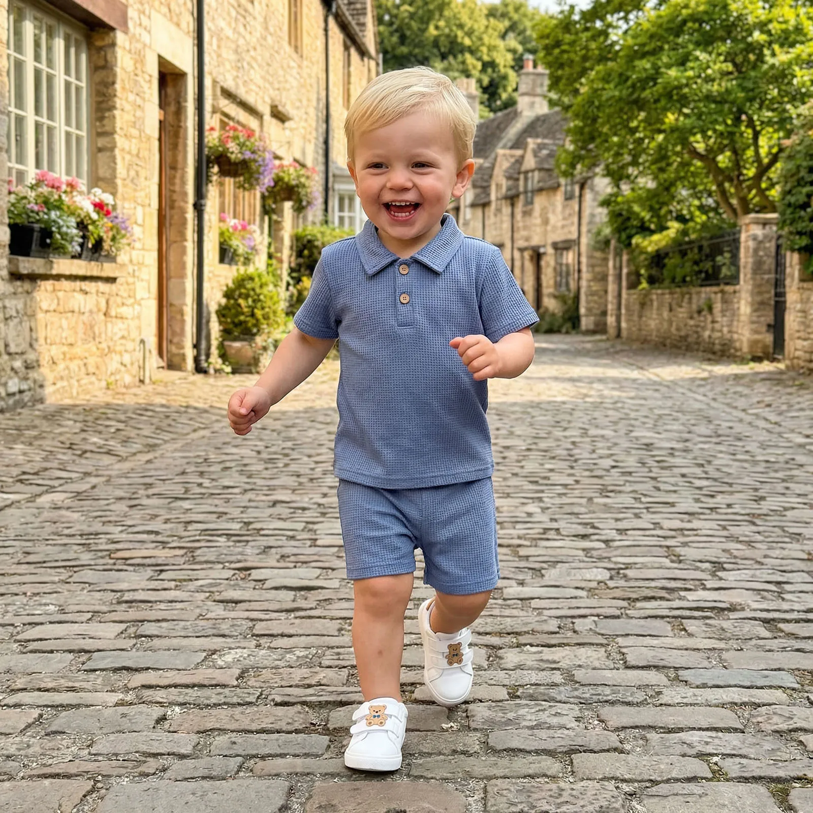 Boys Shorts Set, Short Sleeve Shirt with Elastic Waist Shorts Toddler Set Summer Outfit