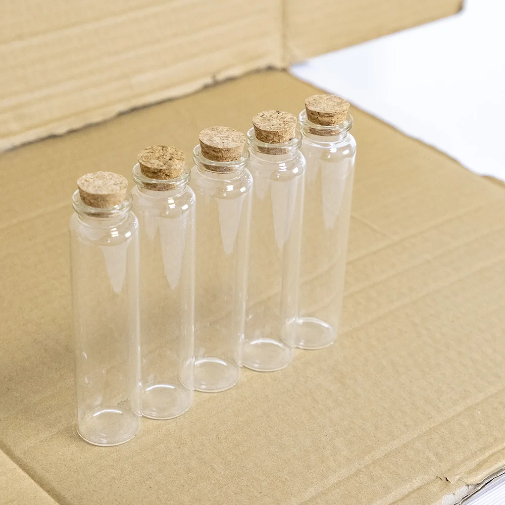 6pcs/Lot 60ml 30*120mm Glass Bottles with Corks Stopper Crafts Jars Mini Transparent Empty DIY Small 60cc Vial