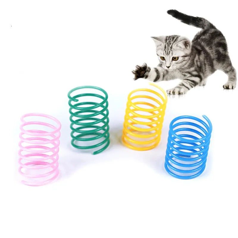 Funny Spring Cat Toy Colorful Coil Spiral Springs Chasing Interaction Chew Toy For Kitten High Elasticity Durable Pet Supplies