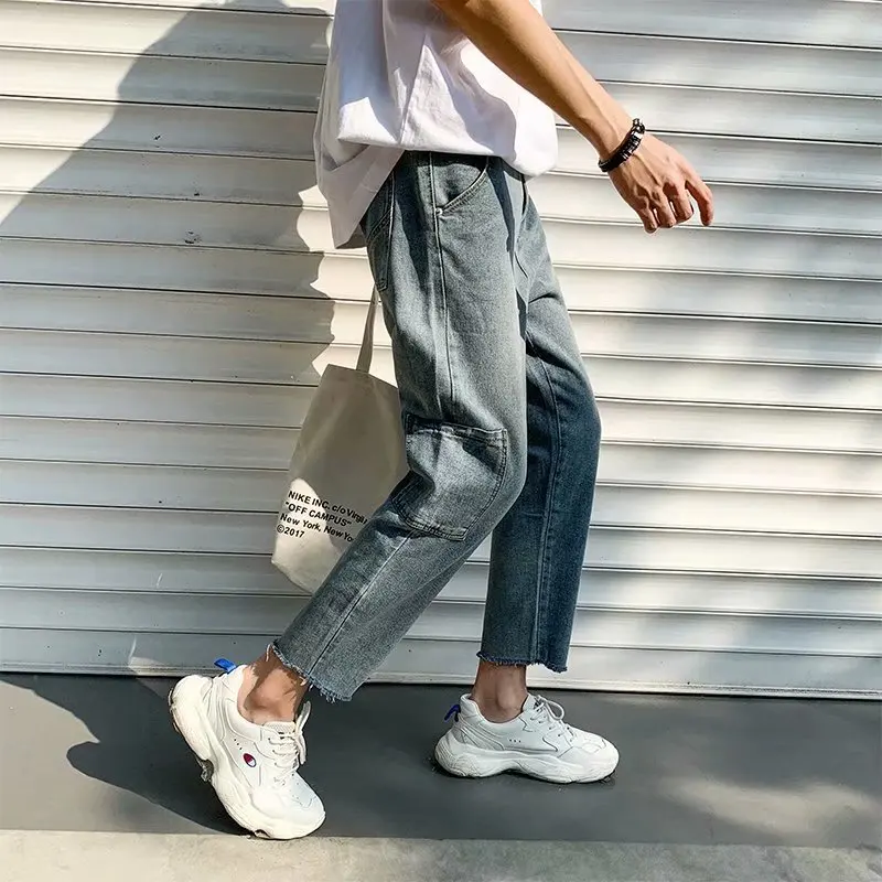 

Men Wide Leg Jean Pants 2023 Light Weight Joggers Trousers Streetwear Cold Feeling Comfortable Home Denim Pants for Men L58