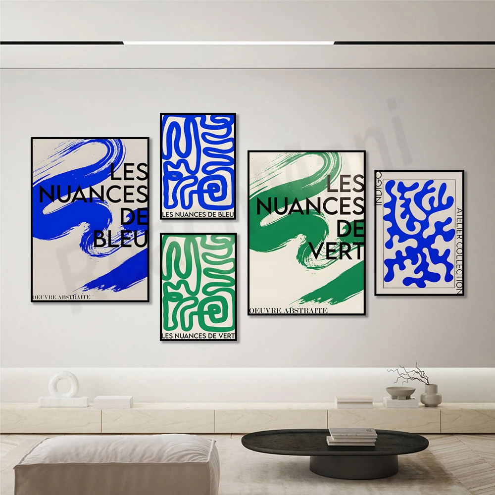 

Blue, Green Bauhaus Art, Abstract Sage Green, Contemporary Indigo Art Poster, Bauhaus Abstract Graphic Design Exhibition Poster