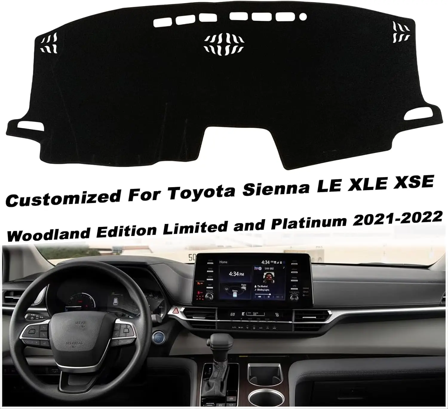 

Солнцезащитный козырек на приборную панель автомобиля для Toyota Sienna 2021 2022 2023 2024 (без HUD) Коврик для предотвращения света, нескользящий ковер с защитой от УФ-лучей