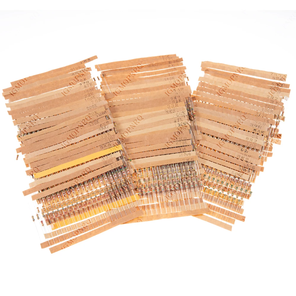 1500PCS 1/4W Átszakadás fólia resistors Válogatott készlet 75values (1 ohm~ 10M ohm) Ellenállóképesség 5% Kímélet Ellenállás Batyu